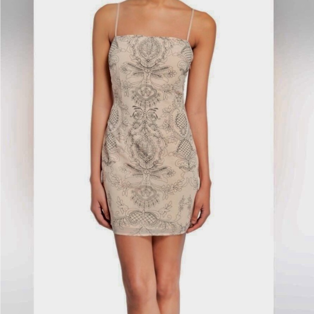 Donna Mizani Embroidered Beige Dress